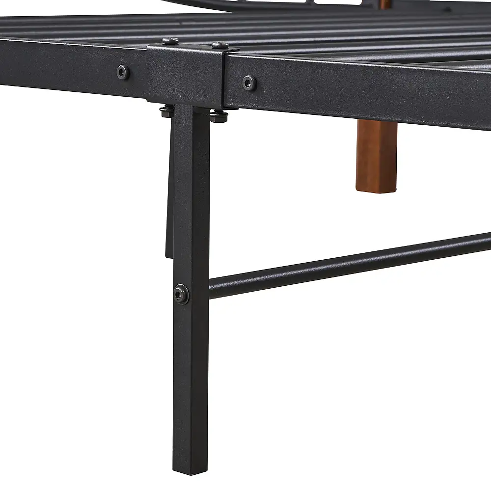 ArteLibre Κρεβάτι Ημίδιπλο ArteLibre ARROWHEAD Μαύρο/Καρυδί Μέταλλο Για Στρώμα 120x200cm - 14920040 - inde.gr