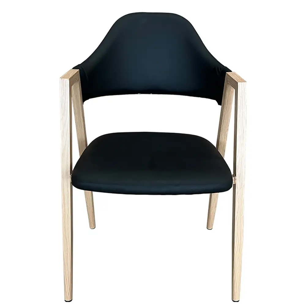 ArteLibre Καρέκλα Τραπεζαρίας ArteLibre SOLANA Μαύρο/Φυσικό PU/Μέταλλο 51x51x81cm - 14600148 - inde.gr