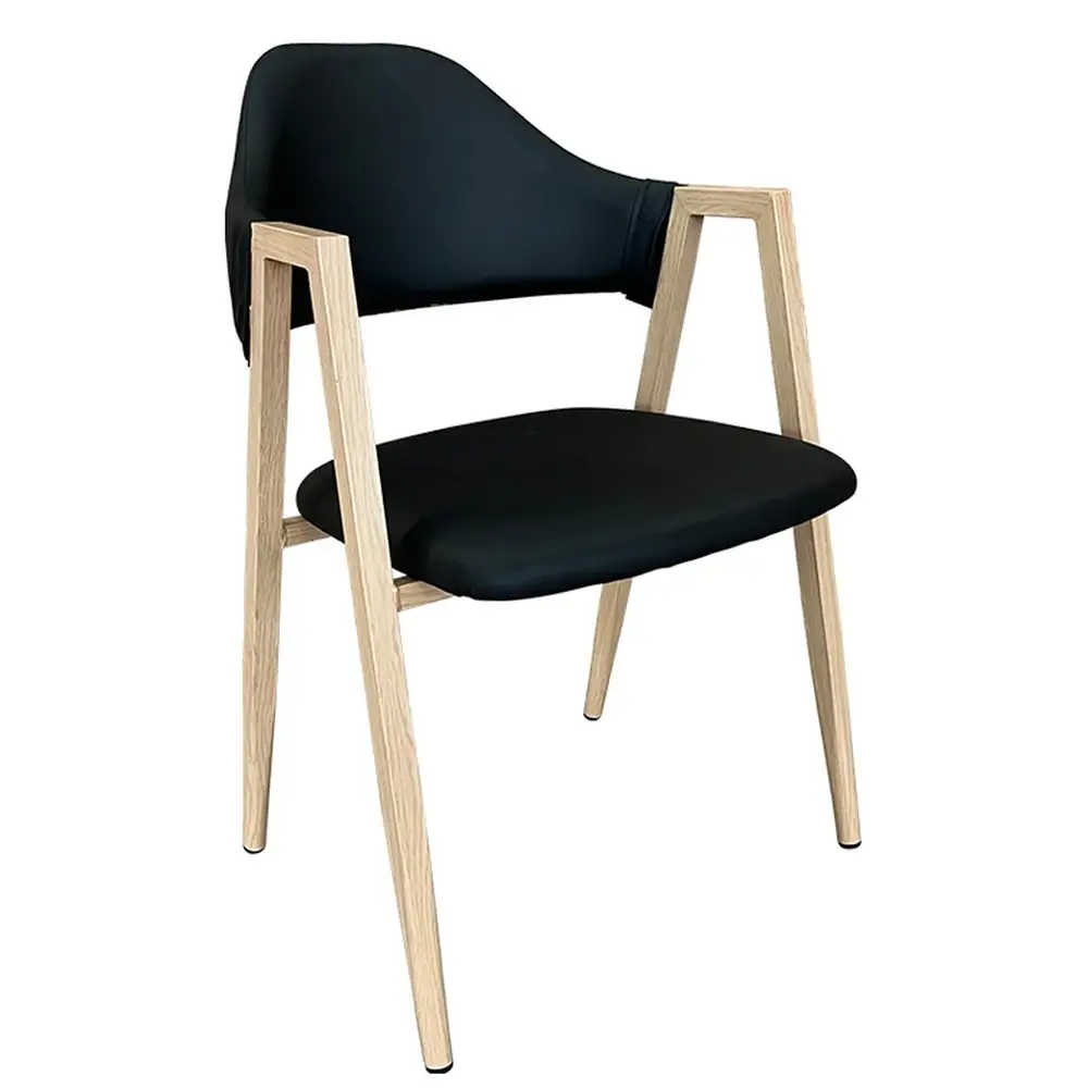 ArteLibre Καρέκλα Τραπεζαρίας ArteLibre SOLANA Μαύρο/Φυσικό PU/Μέταλλο 51x51x81cm - 14600148 - inde.gr