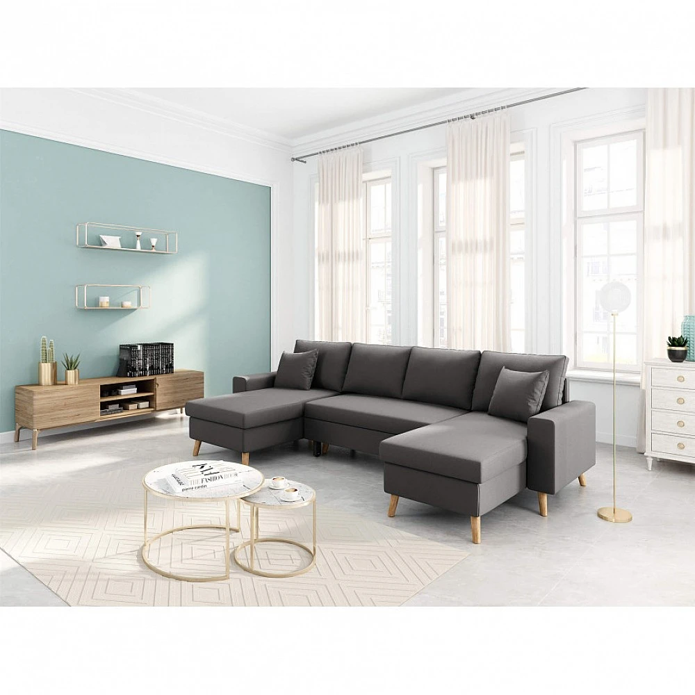 ArteLibre Καναπές Πολυμορφικός ArteLibre LEMPA Γκρι 295x148x86cm - 14560022 - inde.gr