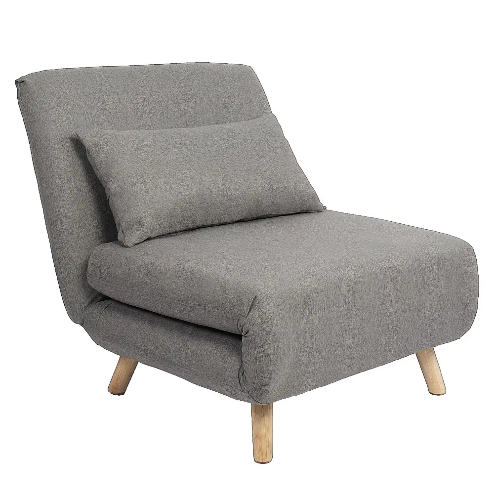 ArteLibre Πολυθρόνα Κρεβάτι ArteLibre VERA Γκρι Ανοιχτό Ύφασμα/Ξύλο 79x80x89cm - 14770079 - inde.gr