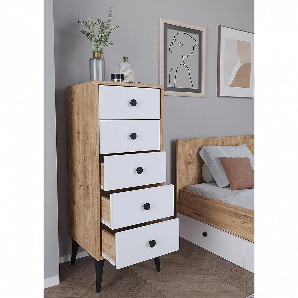 ArteLibre Συρταριέρα ArteLibre AMARI Δρυς/Λευκό Μοριοσανίδα 43x43x114cm - 14870048 - inde.gr ArteLibre Συρταριέρα ArteLibre AMARI Δρυς/Λευκό Μοριοσανίδα 43x43x114cm - 14870048 - inde.gr