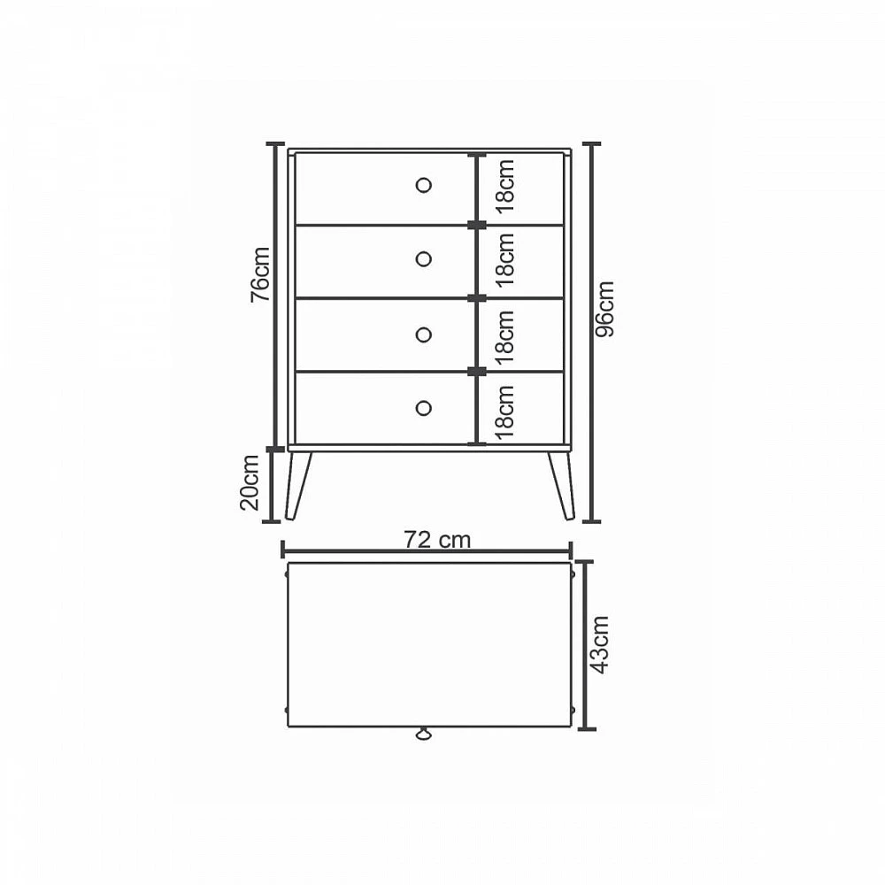 ArteLibre Συρταριέρα ArteLibre AMARI Λευκό Μοριοσανίδα 72x43x96cm - 14870053 - inde.gr