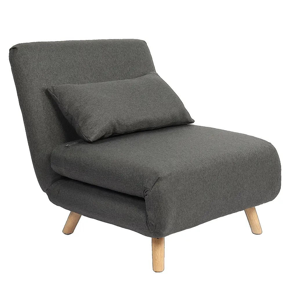 ArteLibre Πολυθρόνα Κρεβάτι ArteLibre VERA Γκρι Σκούρο Ύφασμα/Ξύλο 79x80x89cm - 14770080 - inde.gr