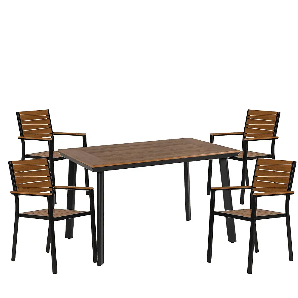 ArteLibre Σετ Τραπεζαρία Κήπου ArteLibre EPUPA Γκρι/Καρυδί Αλουμίνιο/Ξύλο Με 4 Πολυθρόνες 14990191 - 14990191 - inde.gr