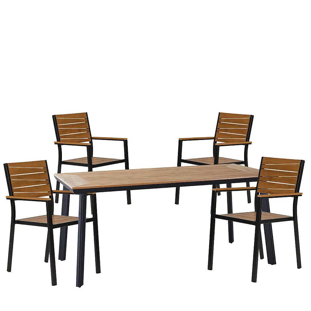 ArteLibre Σετ Τραπεζαρία Κήπου ArteLibre EPUPA Γκρι/Καρυδί Αλουμίνιο/Ξύλο Με 4 Πολυθρόνες 14990192 - 14990192 - inde.gr