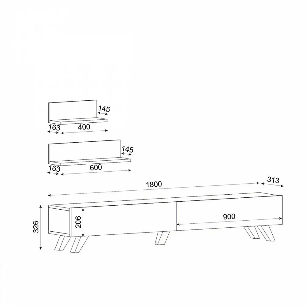 ArteLibre Έπιπλο Τηλεόρασης ArteLibre SIRNA Λευκό/Καρυδί Μοριοσανίδα/Μελαμίνη 180x31x32cm - 14410223 - inde.gr