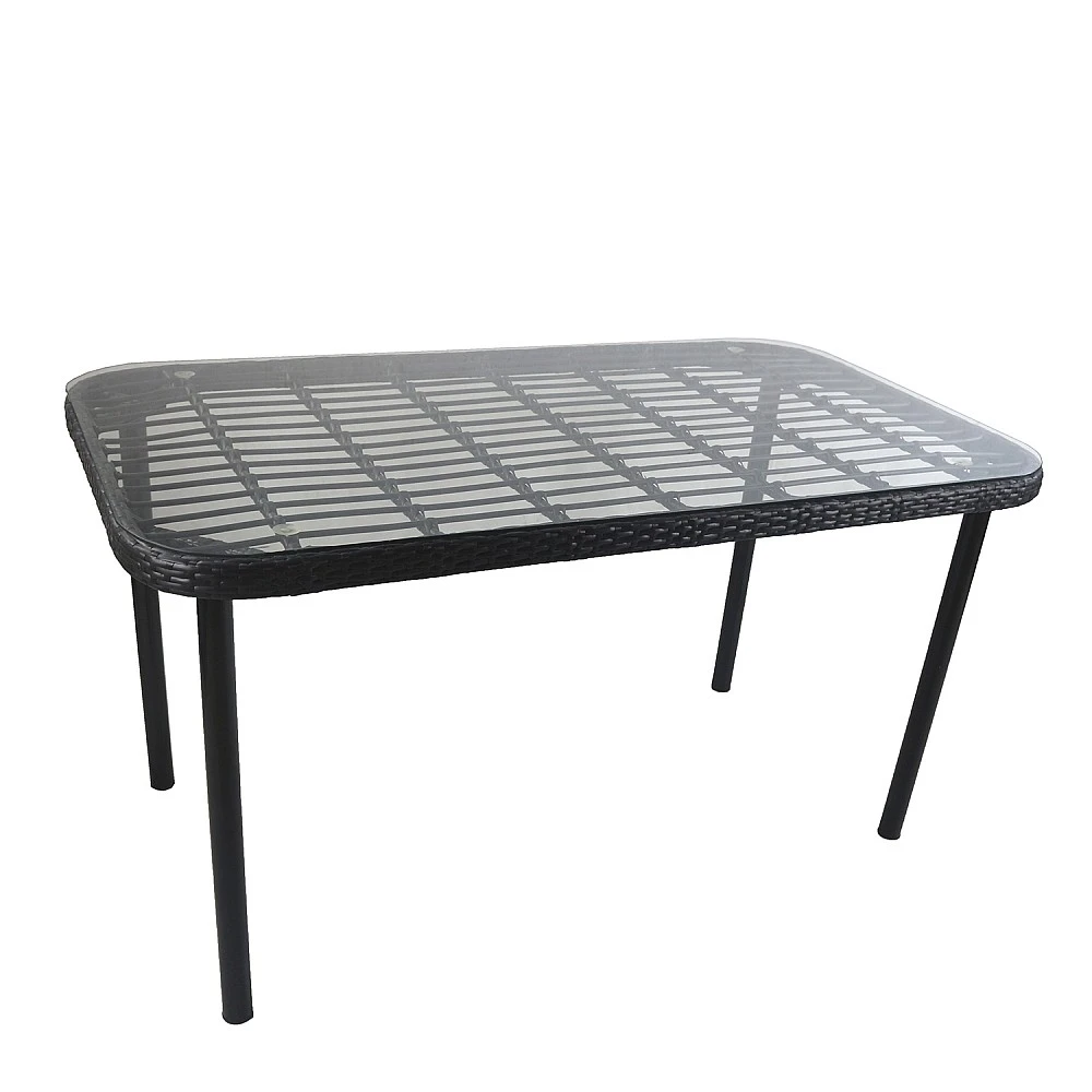 ArteLibre Τραπέζι Κήπου ArteLibre AMPIUS Μαύρο Μέταλλο/Rattan/Γυαλί 160x90x73cm - 14510031 - inde.gr