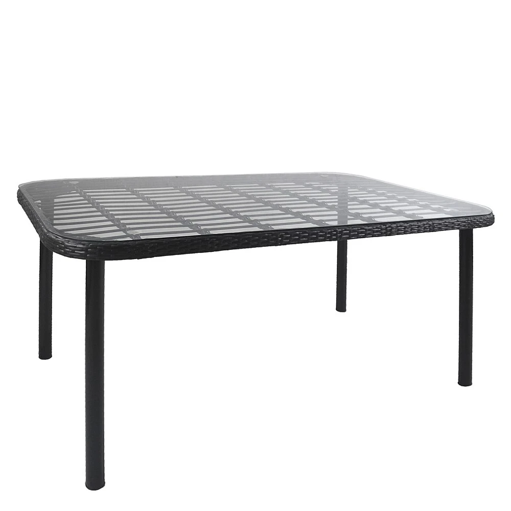 ArteLibre Τραπέζι Κήπου ArteLibre AMPIUS Μαύρο Μέταλλο/Rattan/Γυαλί 160x90x73cm - 14510031 - inde.gr
