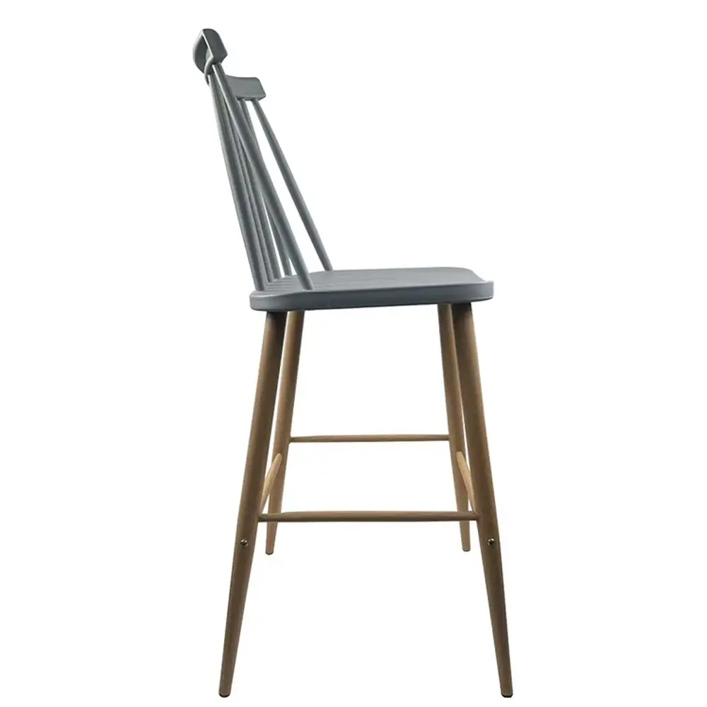 ArteLibre Σκαμπό Bar ArteLibre MARANTA Γκρι/Φυσικό PP/Μέταλλο 45x46x97cm - 14600190 - inde.gr