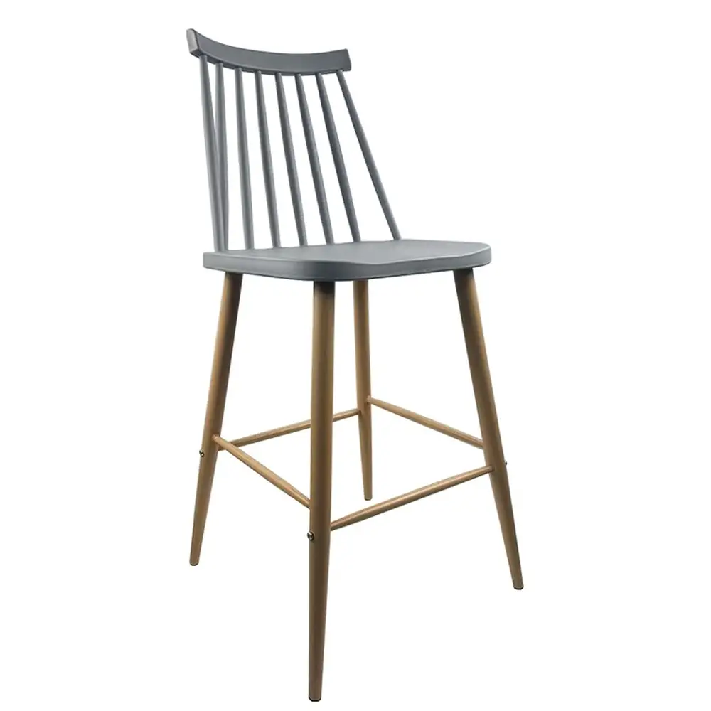 ArteLibre Σκαμπό Bar ArteLibre MARANTA Γκρι/Φυσικό PP/Μέταλλο 45x46x97cm - 14600190 - inde.gr