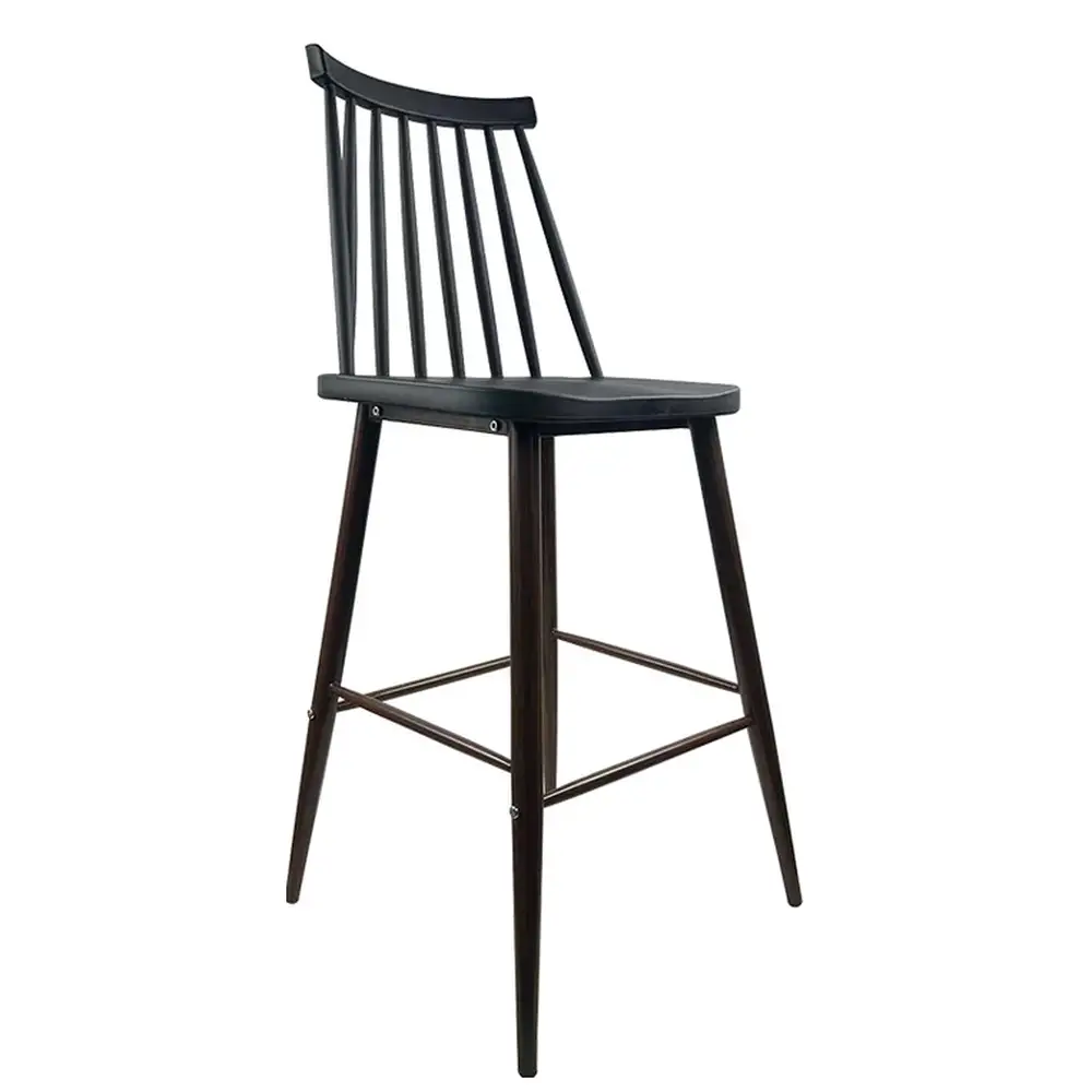 ArteLibre Σκαμπό Bar ArteLibre MARANTA Μαύρο/Καρυδί PP/Μέταλλο 45x46x97cm - 14600191 - inde.gr