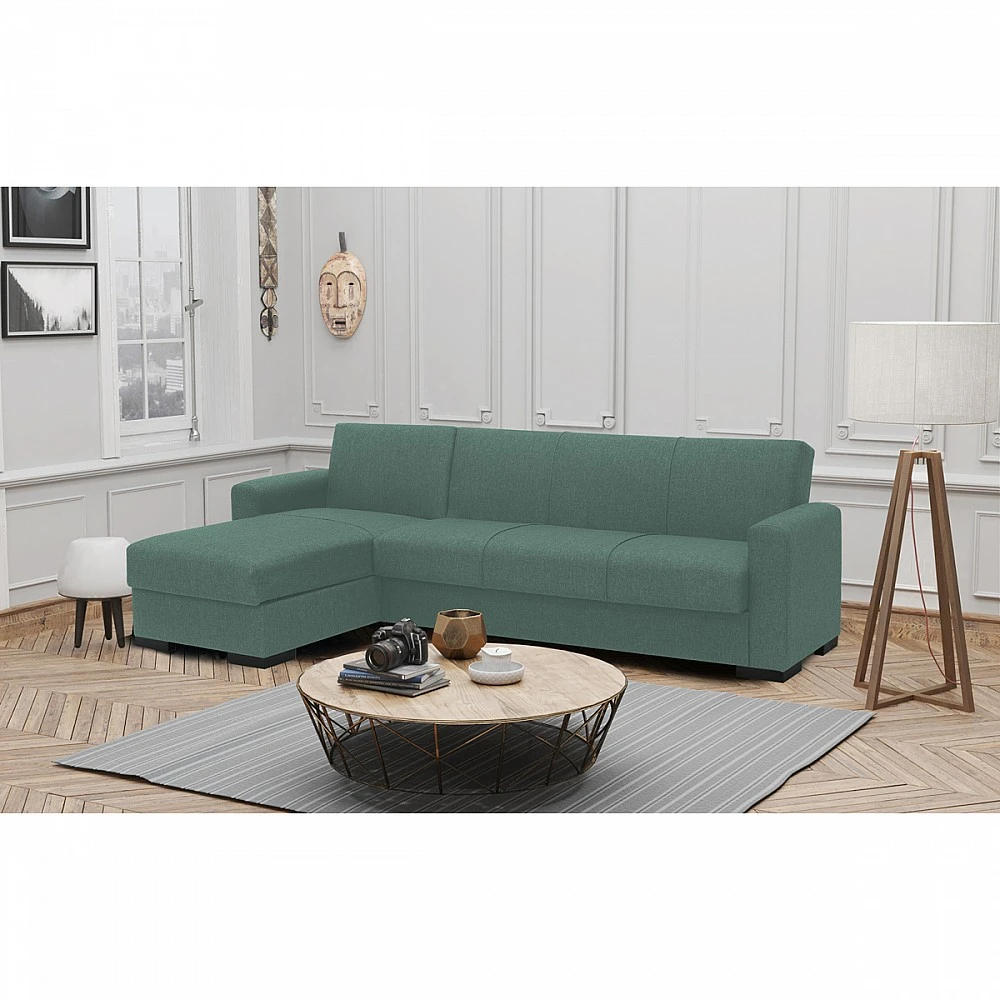 ArteLibre Καναπές Κρεβάτι Γωνιακός ArteLibre JOSE Μέντα 270x150x86cm - 14210239 - inde.gr