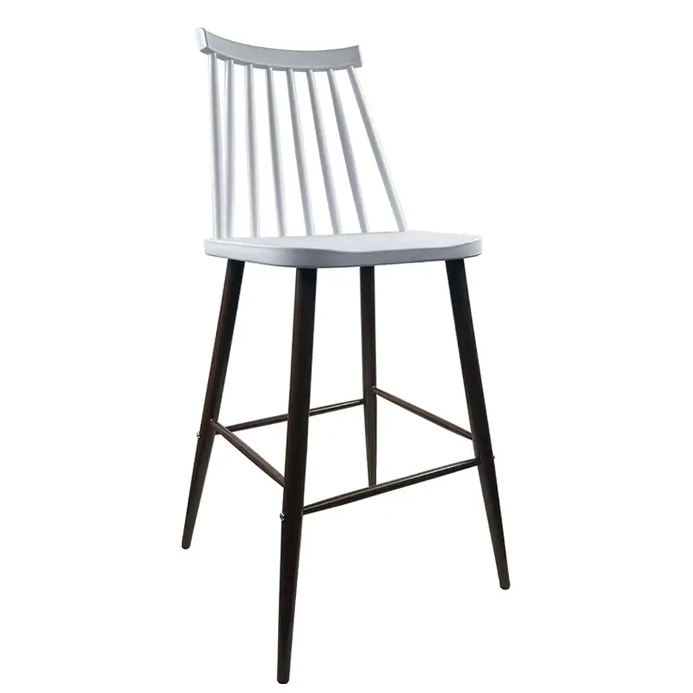 ArteLibre Σκαμπό Bar ArteLibre MARANTA Λευκό/Καρυδί PP/Μέταλλο 45x46x97cm - 14600192 - inde.gr