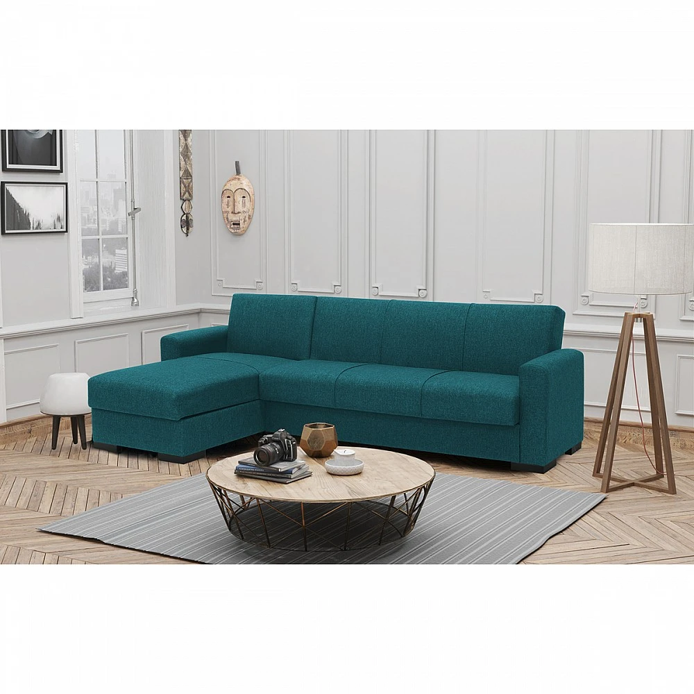 ArteLibre Καναπές Κρεβάτι Γωνιακός ArteLibre JOSE Πετρόλ 270x150x86cm - 14210240 - inde.gr