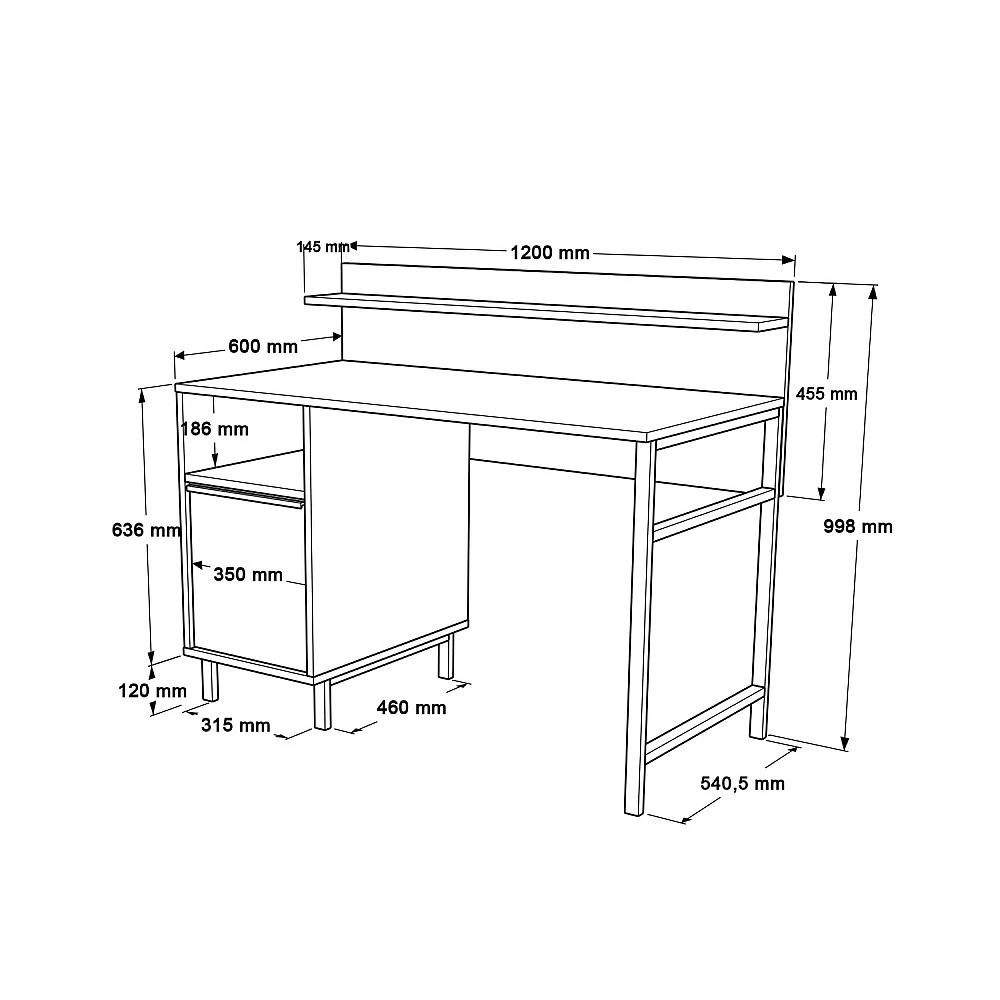 ArteLibre Γραφείο ArteLibre WING Φυσικό Μοριοσανίδα/Μέταλλο 60x120x99.8cm - 15350024 - inde.gr