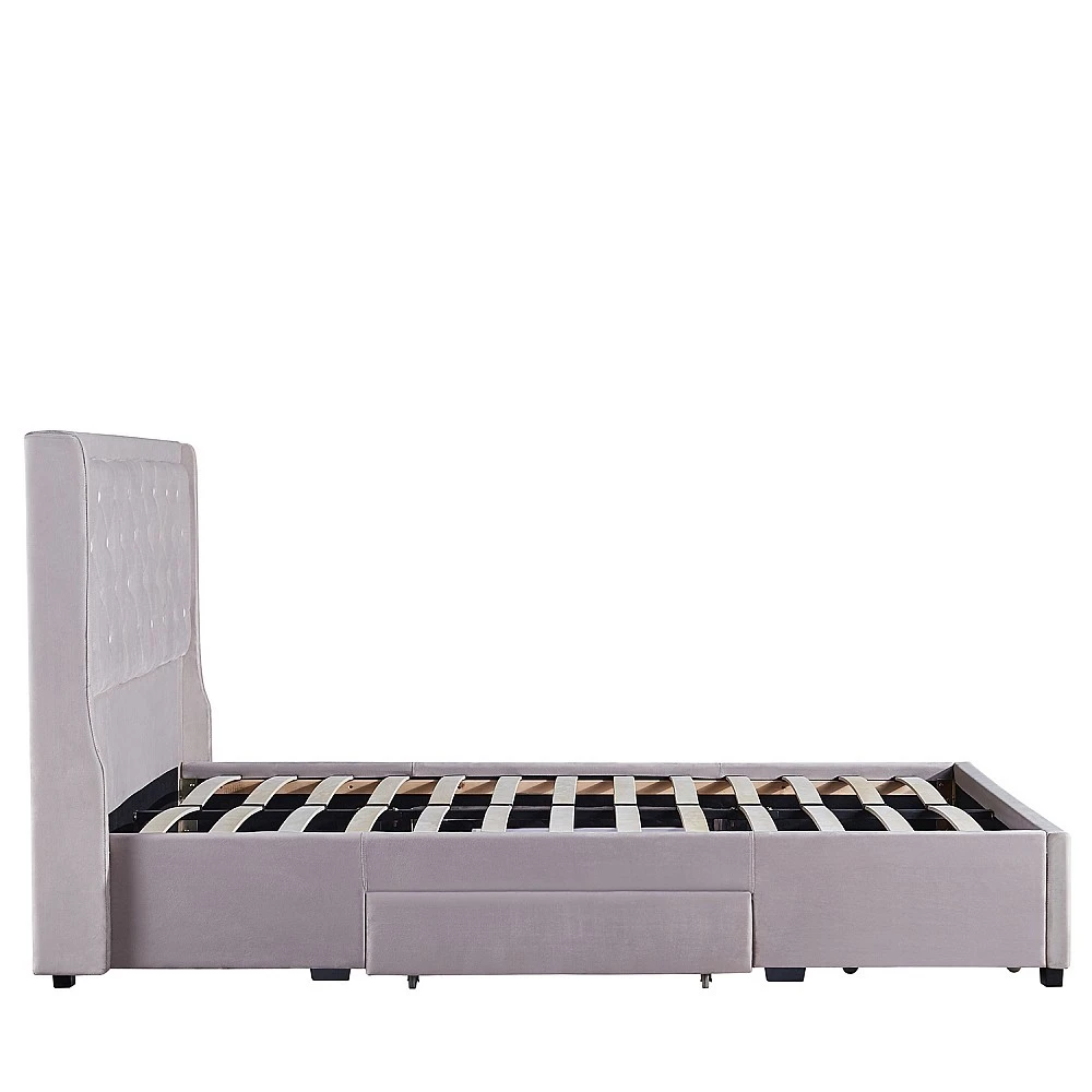 ArteLibre Κρεβάτι Διπλό ArteLibre ANNONA Ivory Βελούδο 217x175x117.5cm (Στρώμα 160x200cm) - 14920007 - inde.gr