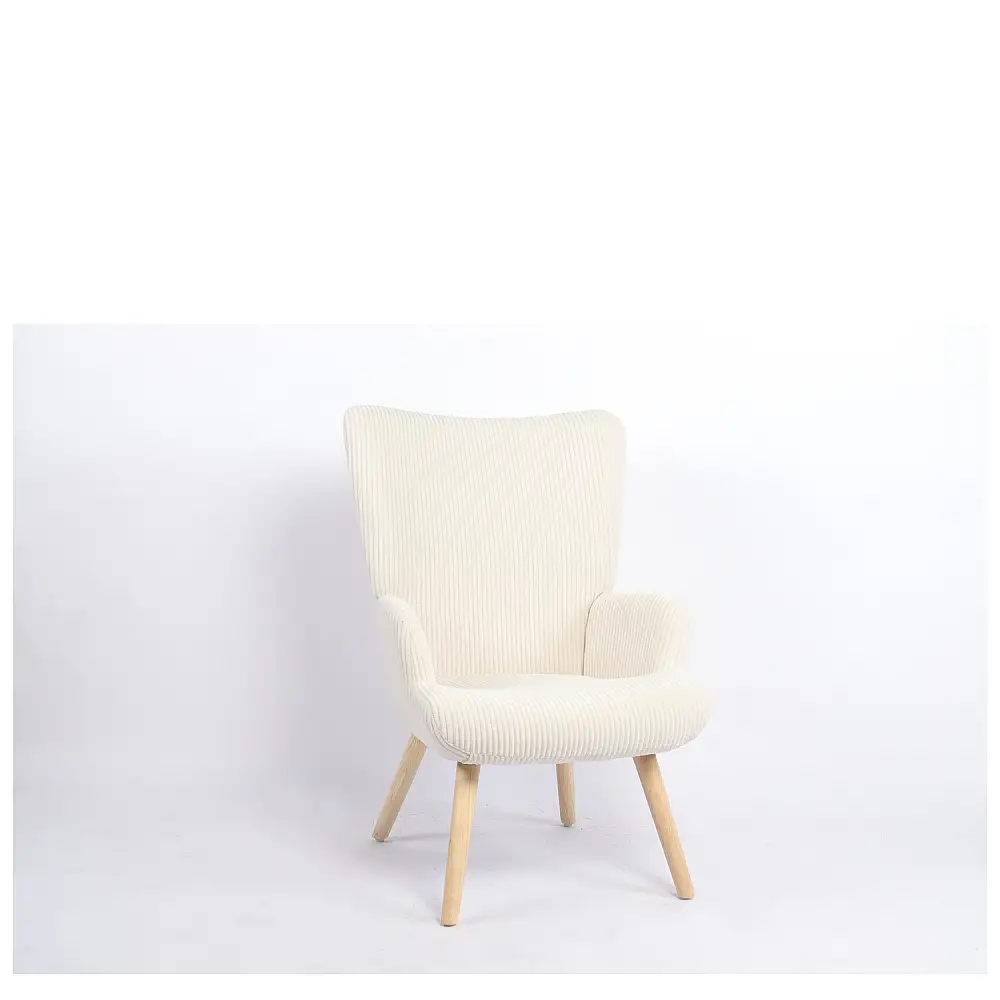 ArteLibre Πολυθρόνα ArteLibre LIRA Κρεμ Ύφασμα Κοτλέ/Ξύλο 94.5x64x70.5cm - 14770085 - inde.gr