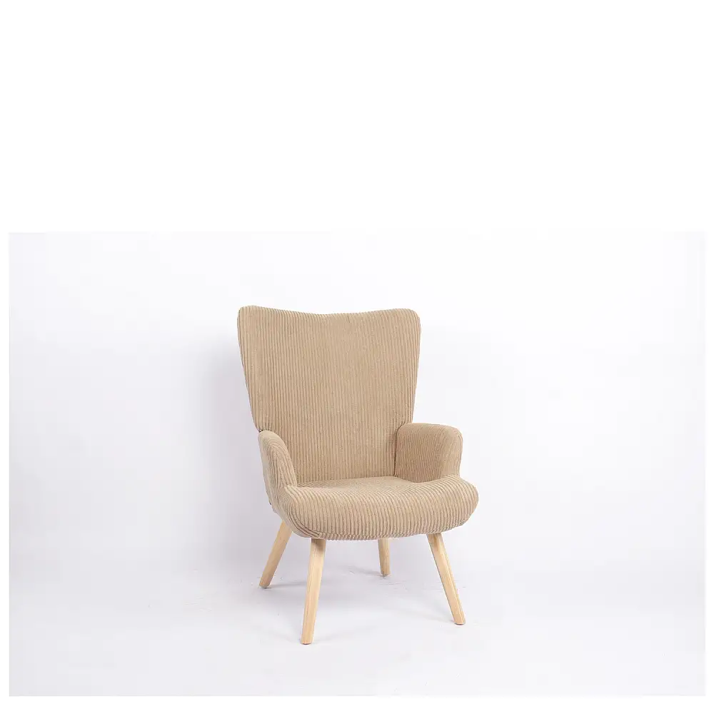 ArteLibre Πολυθρόνα ArteLibre LIRA Μπεζ Ύφασμα Κοτλέ/Ξύλο 94.5x64x70.5cm - 14770086 - inde.gr