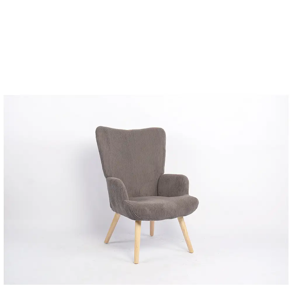 ArteLibre Πολυθρόνα ArteLibre LIRA Γκρι Ύφασμα Κοτλέ/Ξύλο 94.5x64x70.5cm - 14770087 - inde.gr