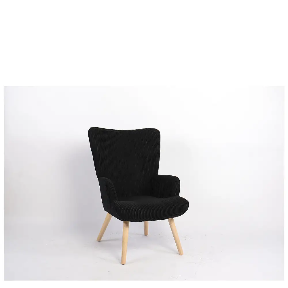 ArteLibre Πολυθρόνα ArteLibre LIRA Μαύρο Ύφασμα Κοτλέ/Ξύλο 94.5x64x70.5cm - 14770088 - inde.gr