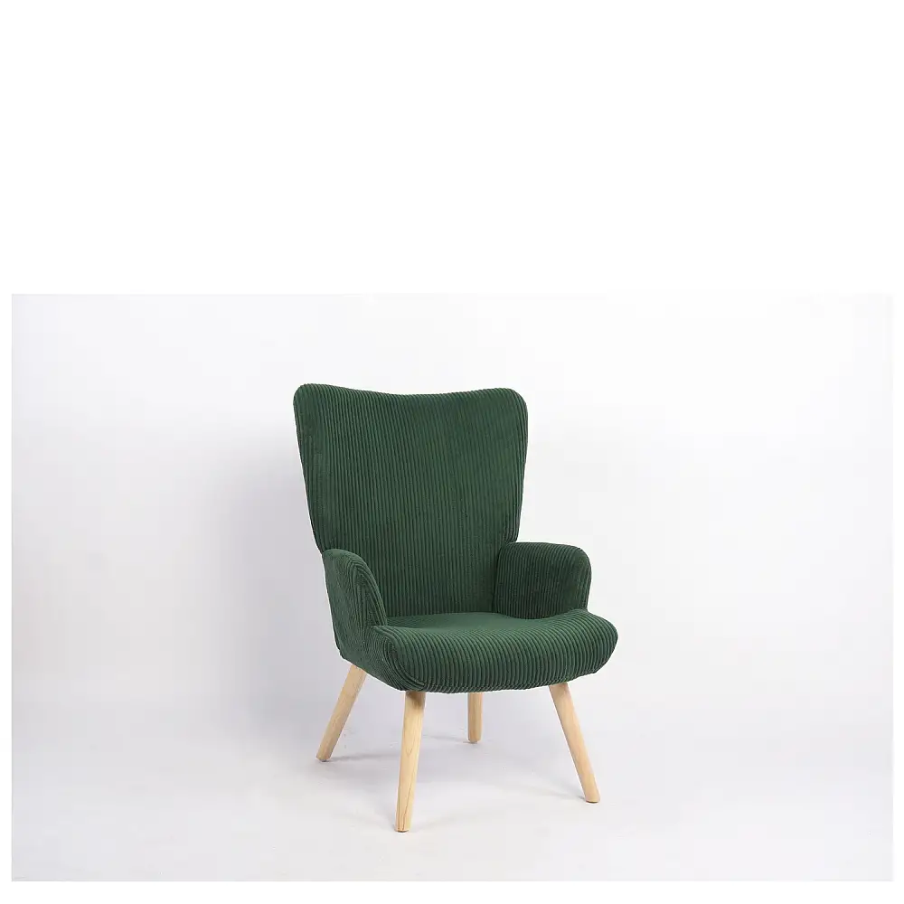 ArteLibre Πολυθρόνα ArteLibre LIRA Πράσινο Ύφασμα Κοτλέ/Ξύλο 94.5x64x70.5cm - 14770089 - inde.gr