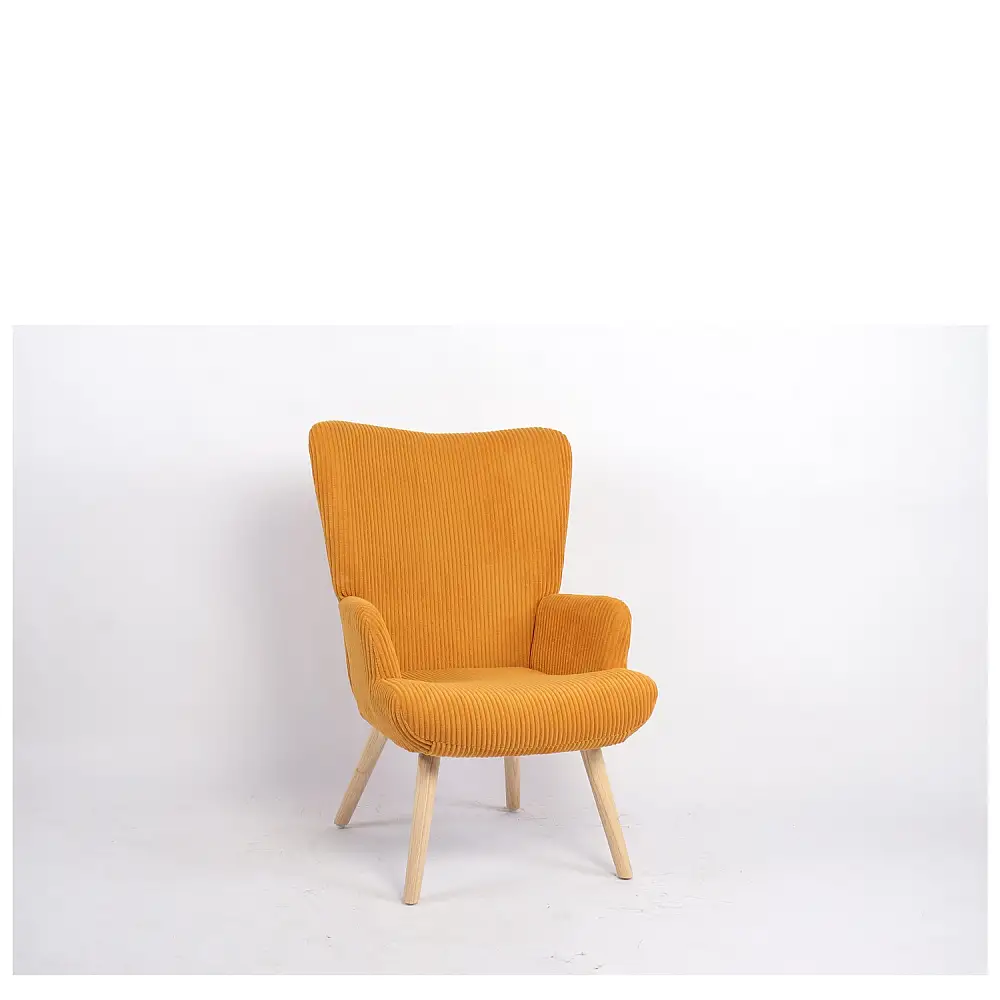 ArteLibre Πολυθρόνα ArteLibre LIRA Μουσταρδί Ύφασμα Κοτλέ/Ξύλο 94.5x64x70.5cm - 14770090 - inde.gr