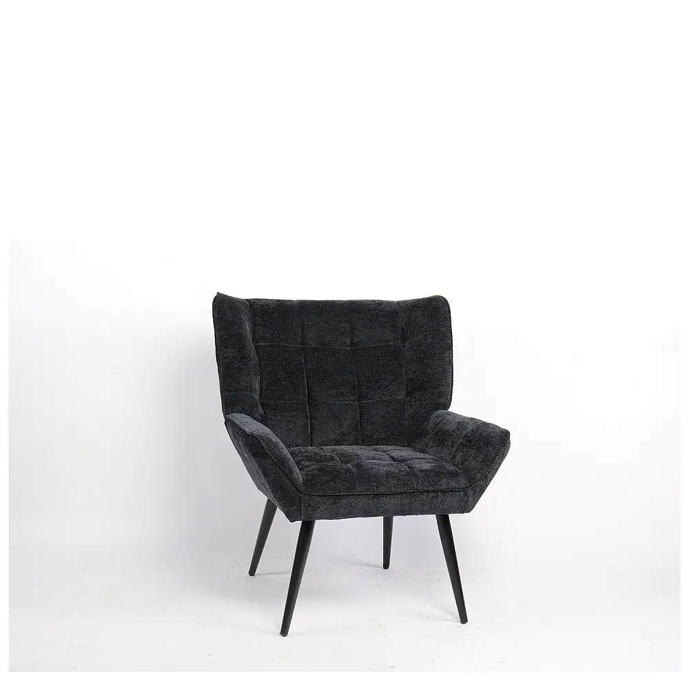 ArteLibre Πολυθρόνα ArteLibre TIVA Μαύρο Ύφασμα Σενίλ/Μέταλλο 84x78x77cm - 14770096 - inde.gr