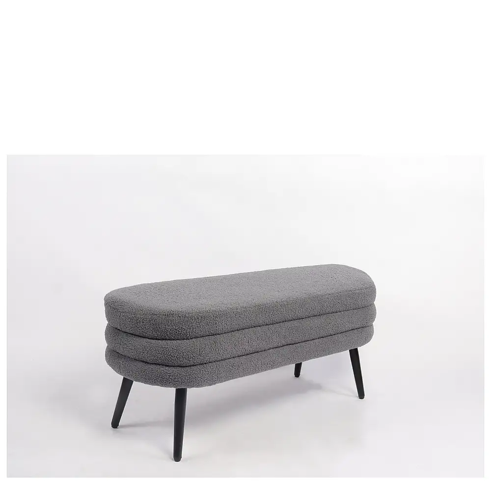 ArteLibre Παγκάκι Ottoman ArteLibre TONDO Γκρι Ύφασμα Teddy/Μέταλλο 42x112x44cm - 14770101 - inde.gr