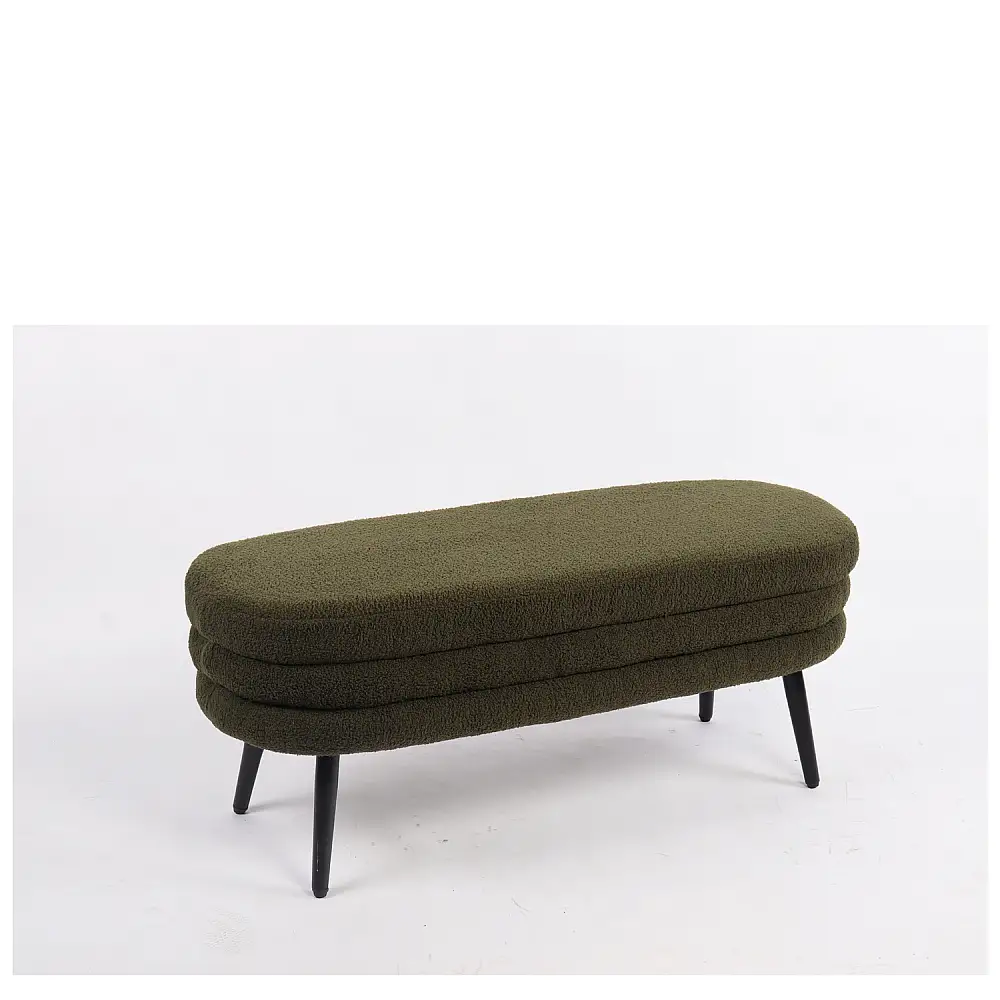 ArteLibre Παγκάκι Ottoman ArteLibre TONDO Πράσινο Ύφασμα Teddy/Μέταλλο 42x112x44cm - 14770102 - inde.gr