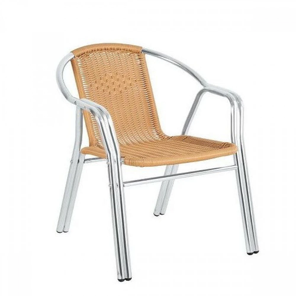 ArteLibre Πολυθρόνα ArteLibre Rattan Jupiter Μπεζ/Ασημί 58x64x67cm - 14450006 - inde.gr