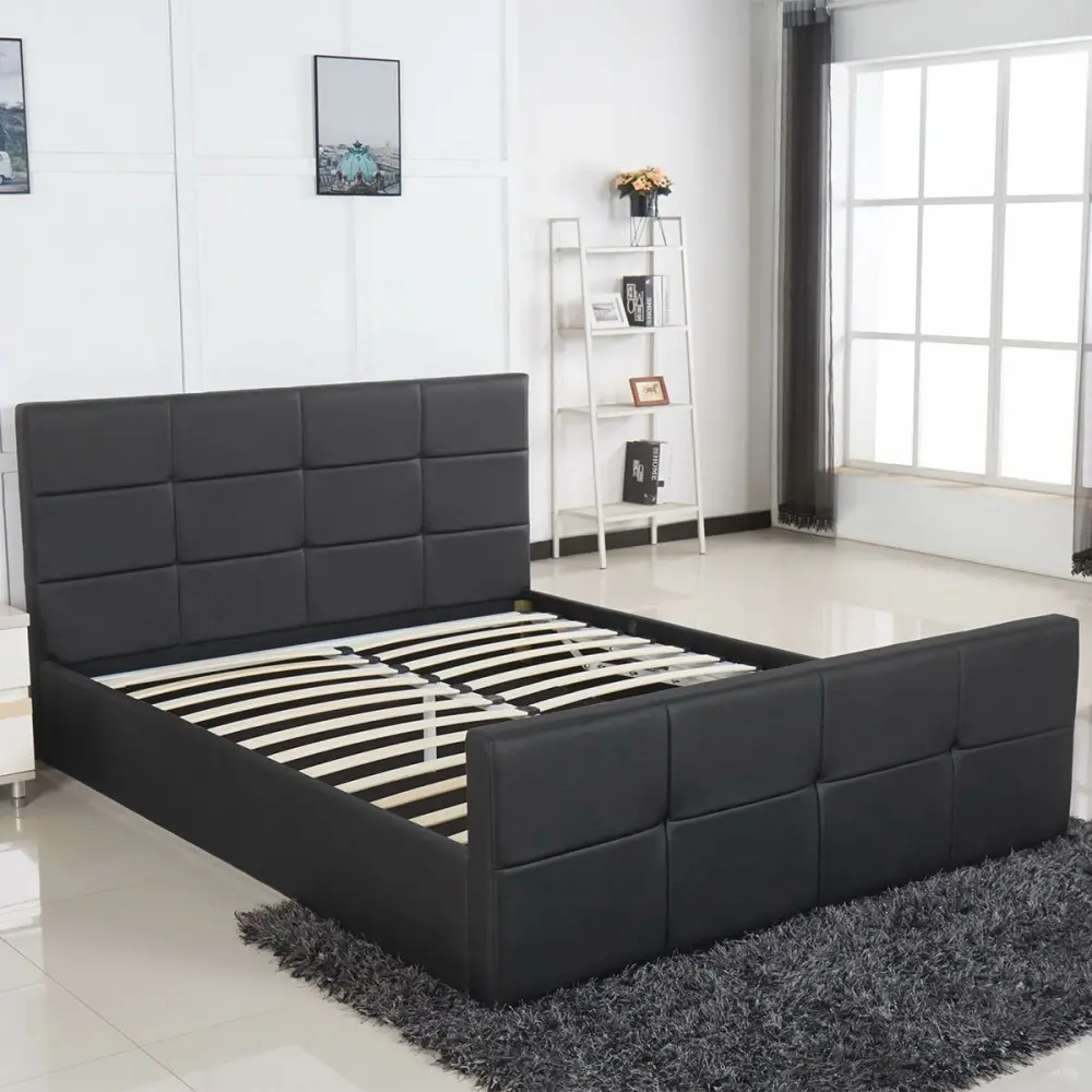 ArteLibre Κρεβάτι ArteLibre ANEMONE Μαύρο PU Με Αποθηκευτικό Χώρο 217.5x170.5x100cm(Στρώμα 160x200cm) - 14320005 - inde.gr