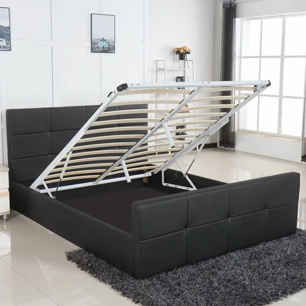 ArteLibre Κρεβάτι ArteLibre ANEMONE Μαύρο PU Με Αποθηκευτικό Χώρο 217.5x170.5x100cm(Στρώμα 160x200cm) - 14320005 - inde.gr
