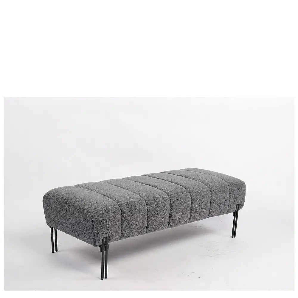 ArteLibre Παγκάκι Ottoman ArteLibre KUBO Γκρι Ύφασμα Teddy/Μέταλλο 40x116.5x50cm - 14770105 - inde.gr