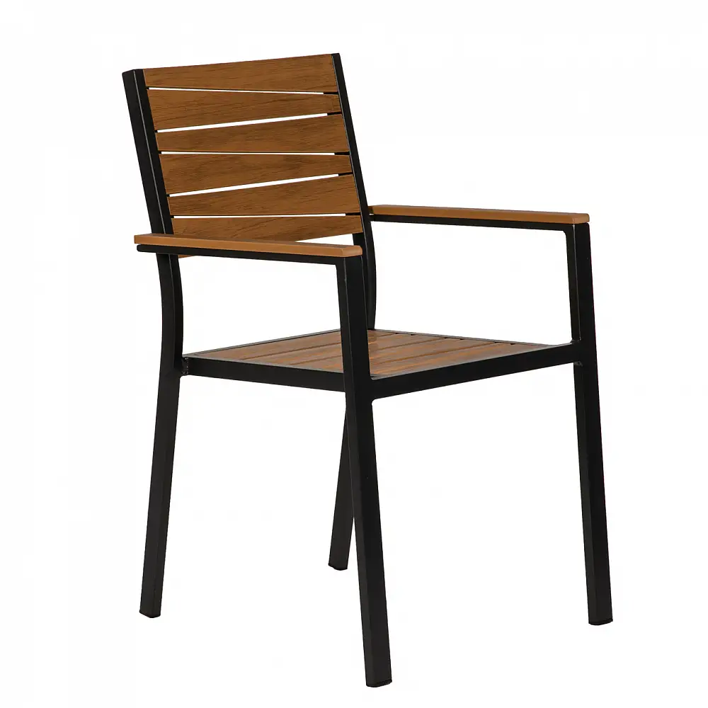 ArteLibre Πολυθρόνα Κήπου ArteLibre OUZOUD Γκρι/Καρυδί Αλουμίνιο/Ξύλο 57x57x84cm - 14840028 - inde.gr