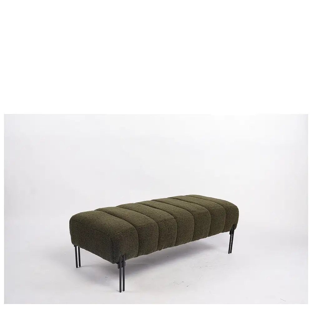 ArteLibre Παγκάκι Ottoman ArteLibre KUBO Πράσινο Ύφασμα Teddy/Μέταλλο 40x116.5x50cm - 14770106 - inde.gr