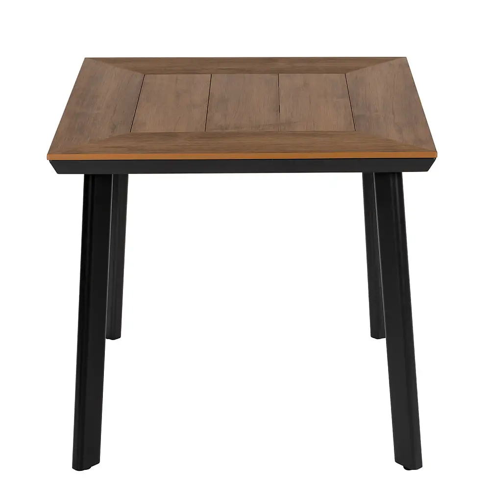 ArteLibre Τραπέζι Κήπου ArteLibre EPUPA Μαύρο/Καρυδί Αλουμίνιο/Ξύλο 80x80x73cm - 14840031 - inde.gr