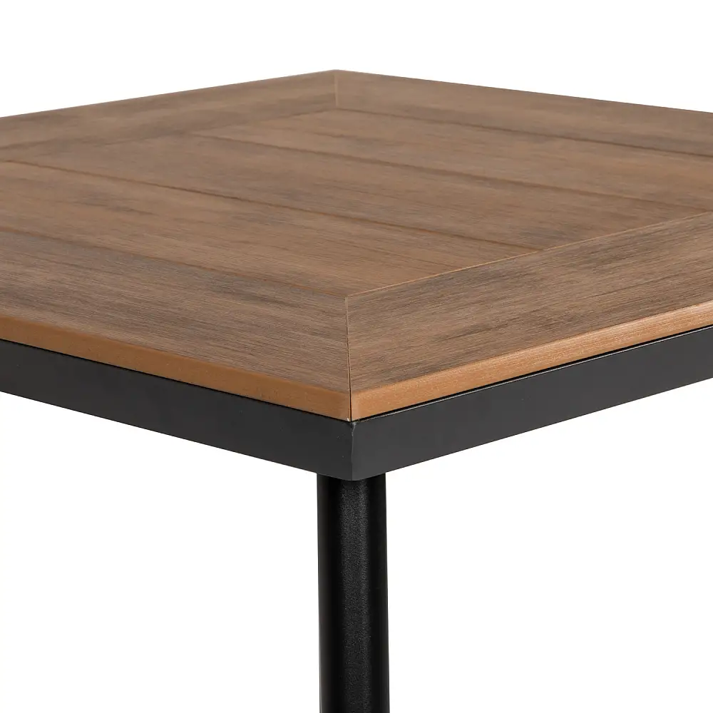 ArteLibre Τραπέζι Κήπου ArteLibre EPUPA Μαύρο/Καρυδί Αλουμίνιο/Ξύλο 80x80x73cm - 14840031 - inde.gr