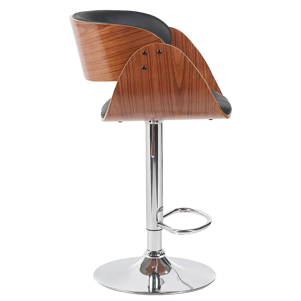ArteLibre Σκαμπό Bar ArteLibre VORIAN Μαύρο/Καφέ Ξύλο/PU/Αλουμίνιο 52x55x87-108cm - 15330018 - inde.gr