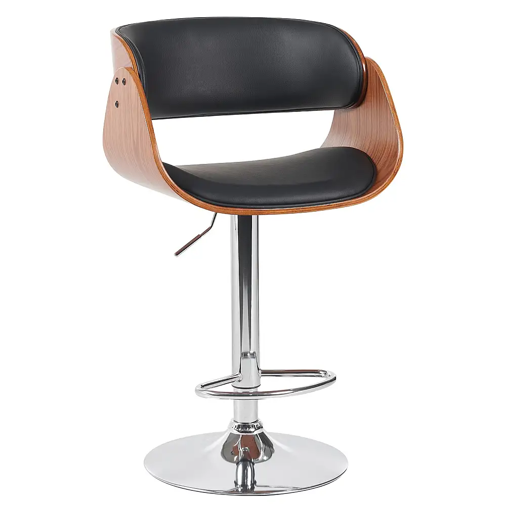 ArteLibre Σκαμπό Bar ArteLibre VORIAN Μαύρο/Καφέ Ξύλο/PU/Αλουμίνιο 52x55x87-108cm - 15330018 - inde.gr
