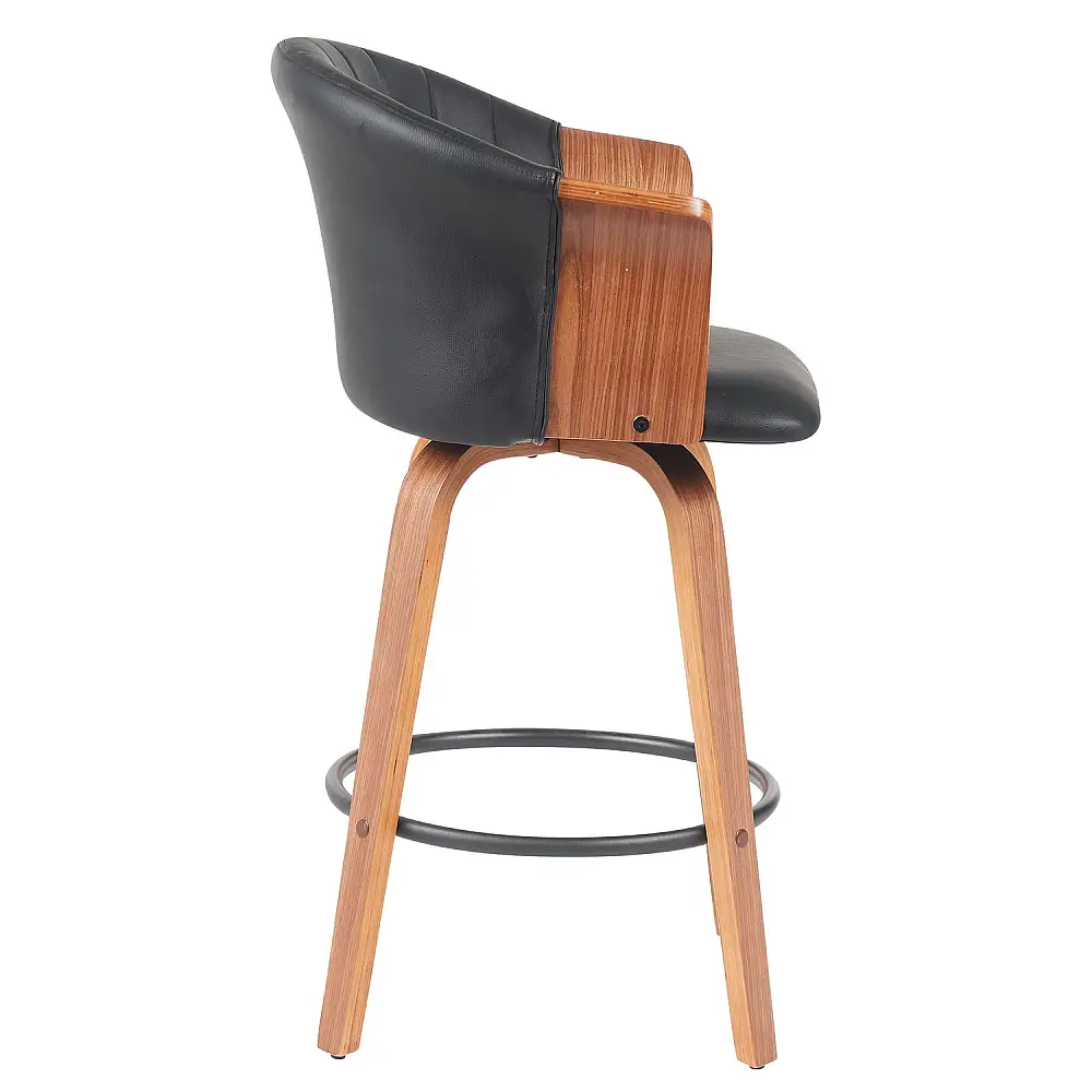 ArteLibre Σκαμπό Bar ArteLibre CASSIAN Μαύρο/Καφέ Ξύλο/PU 50x50x103cm - 15330020 - inde.gr