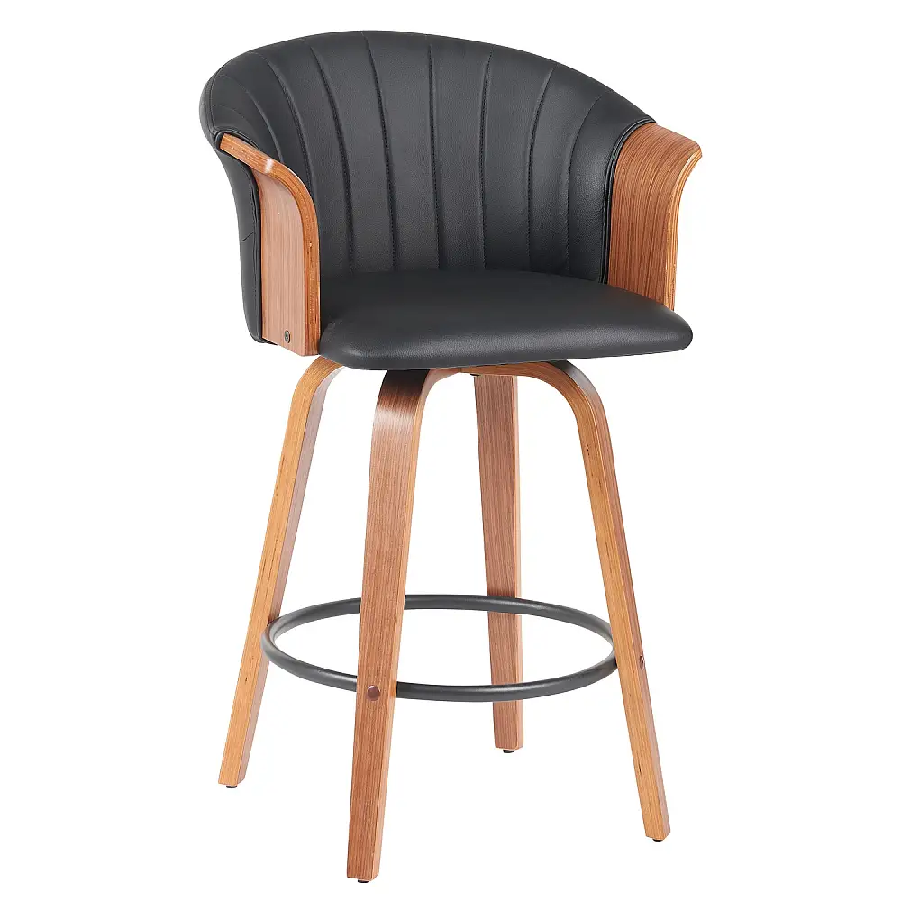 ArteLibre Σκαμπό Bar ArteLibre CASSIAN Μαύρο/Καφέ Ξύλο/PU 50x50x103cm - 15330020 - inde.gr