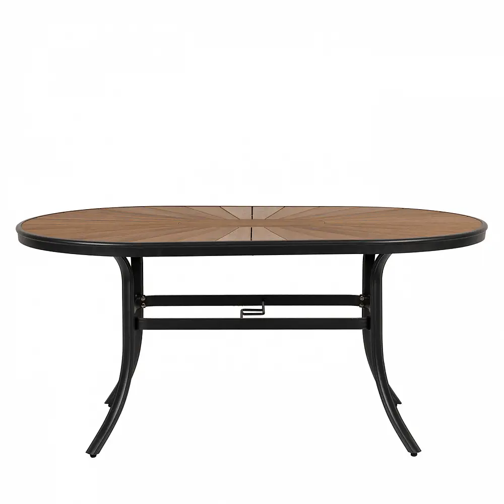 ArteLibre Τραπέζι Κήπου ArteLibre RUSUMO Μαύρο/Καρυδί Αλουμίνιο/Ξύλο 150x90x73cm - 14840040 - inde.gr