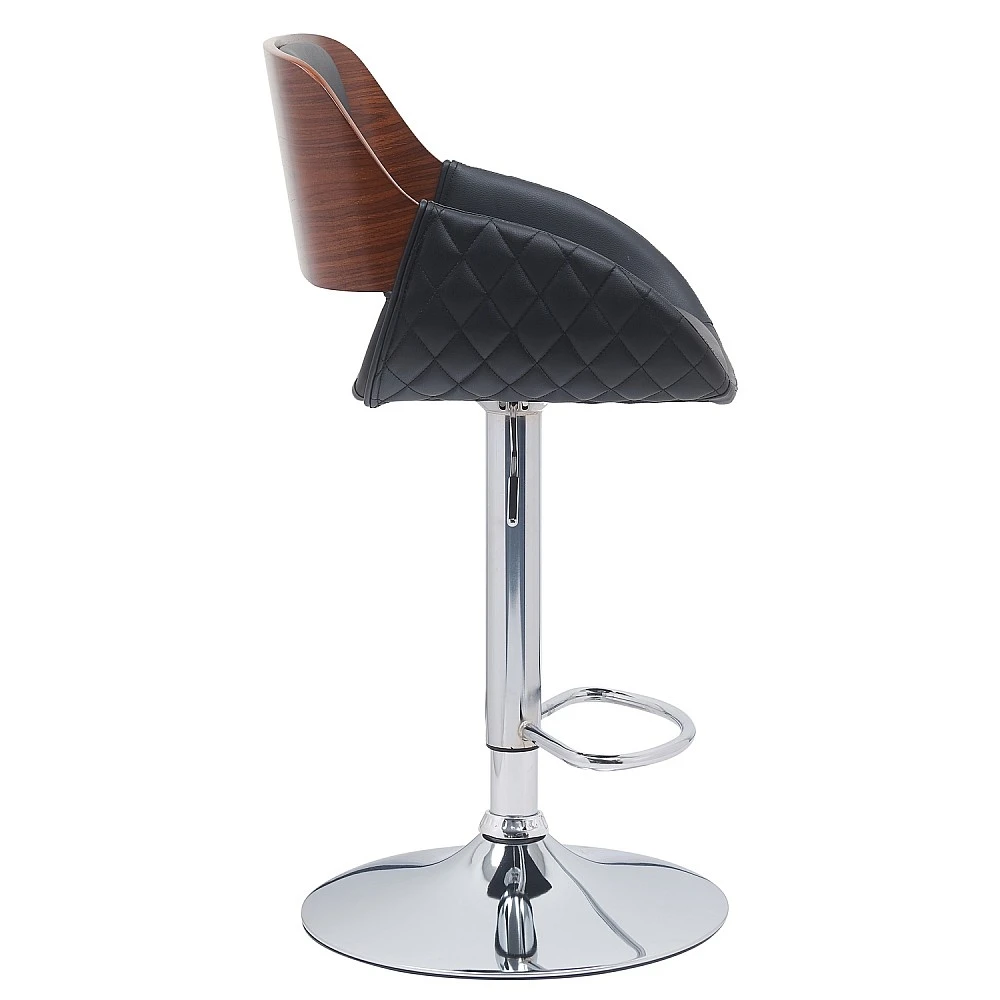 ArteLibre Σκαμπό Bar ArteLibre HAGEN Μαύρο/Καφέ Ξύλο/PU/Αλουμίνιο 52x51x89-110.5cm - 15330013 - inde.gr