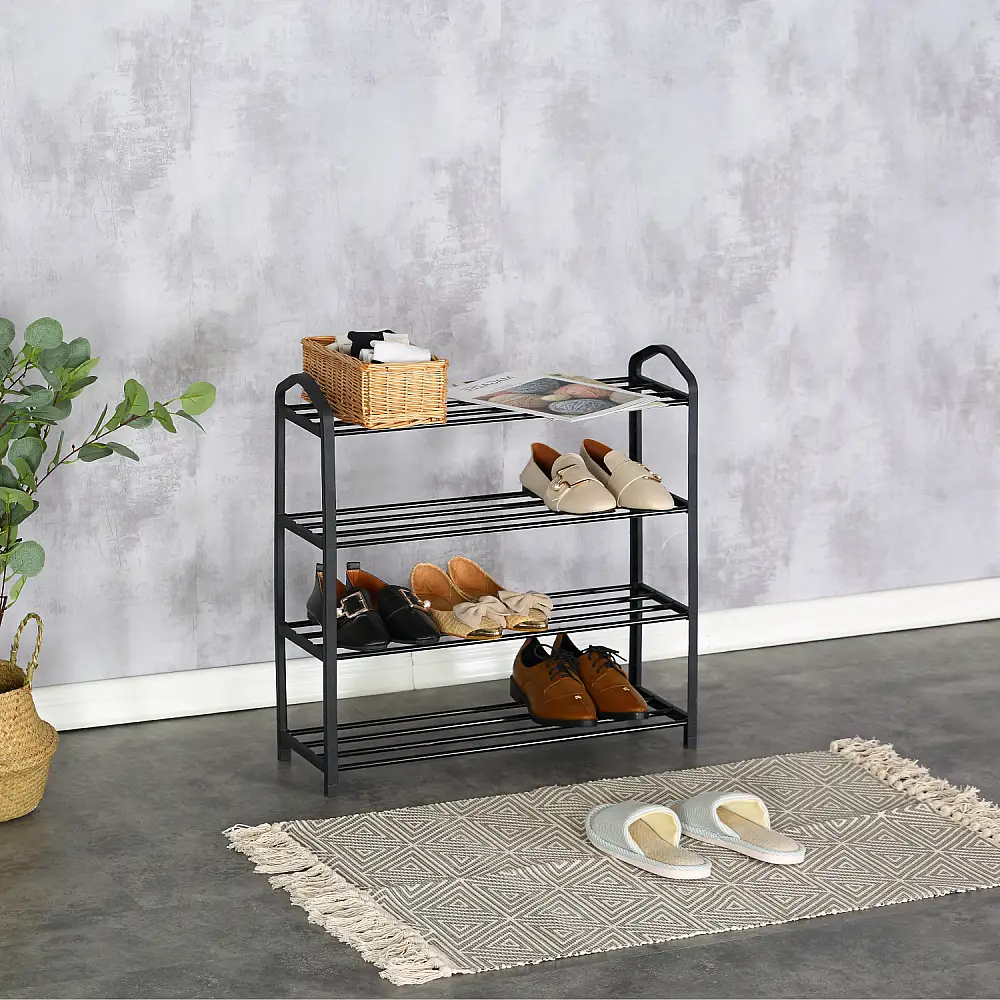 ArteLibre Παπουτσοθήκη ArteLibre REAGAN Με 4 Ράφια Μαύρο Μέταλλο 62x20x62cm - 15340001 - inde.gr