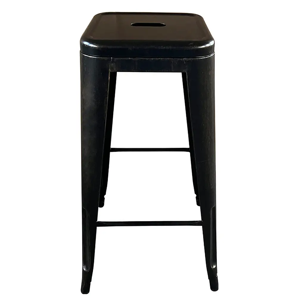 ArteLibre Σκαμπό Bar ArteLibre Βιομηχανικού Τύπου Vintage SILANO Μαύρο Αντικέ Μέταλλο 42x42x76cm - 14600140 - inde.gr