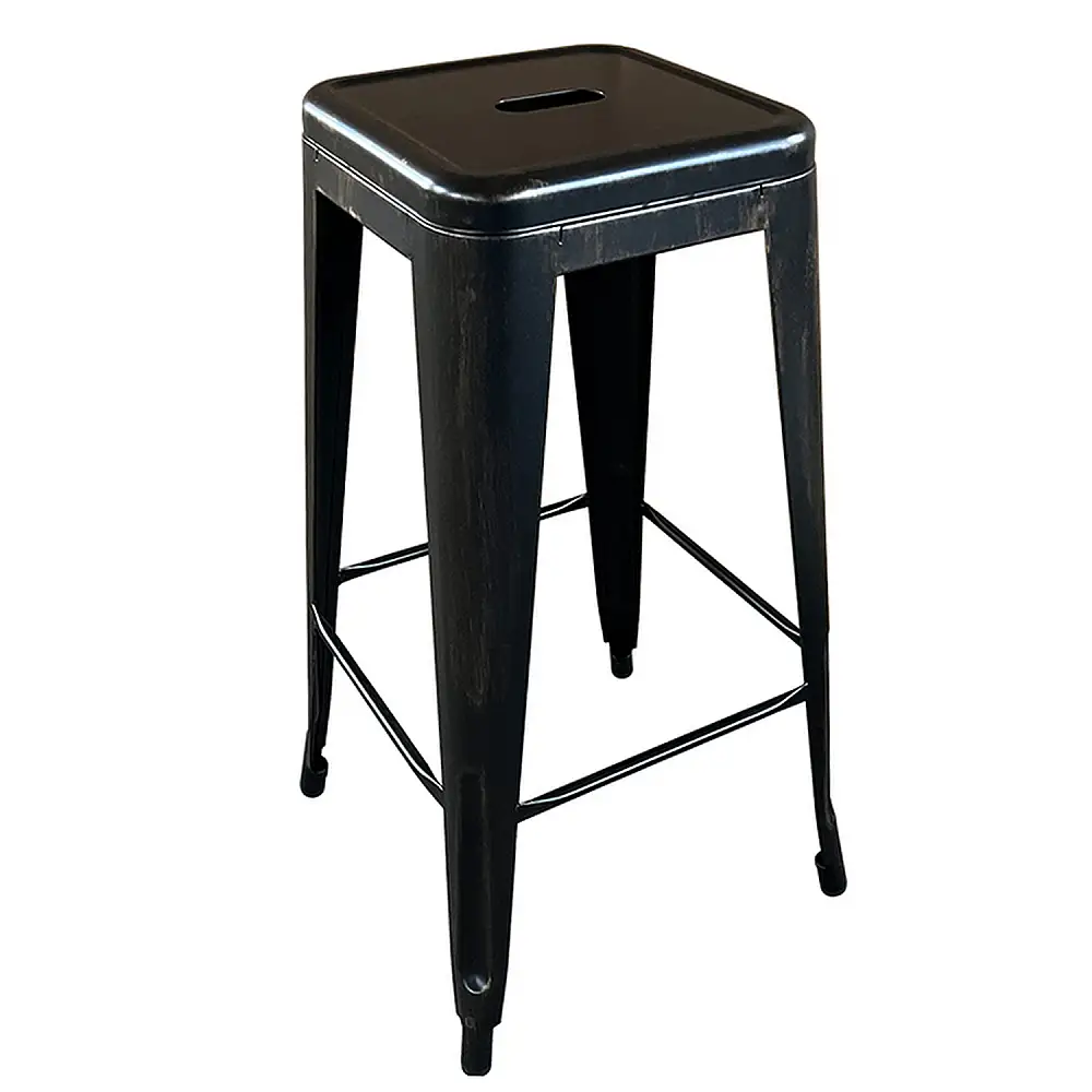 ArteLibre Σκαμπό Bar ArteLibre Βιομηχανικού Τύπου Vintage SILANO Μαύρο Αντικέ Μέταλλο 42x42x76cm - 14600140 - inde.gr