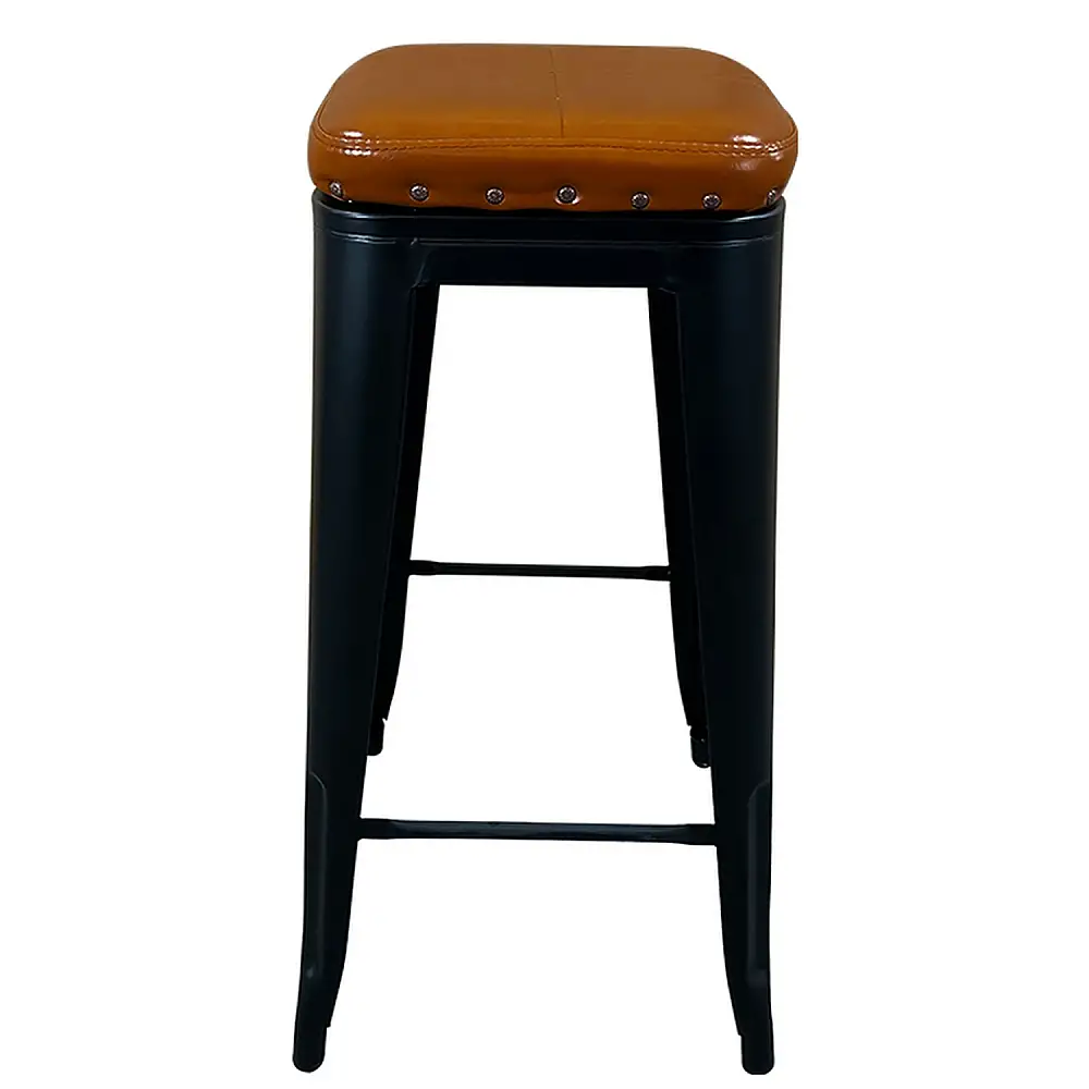 ArteLibre Σκαμπό Bar ArteLibre Βιομηχανικού Τύπου Vintage SILANO III Μαύρο Ματ/Καφέ Μέταλλο/PU 43x43x78cm - 14600142 - inde.gr