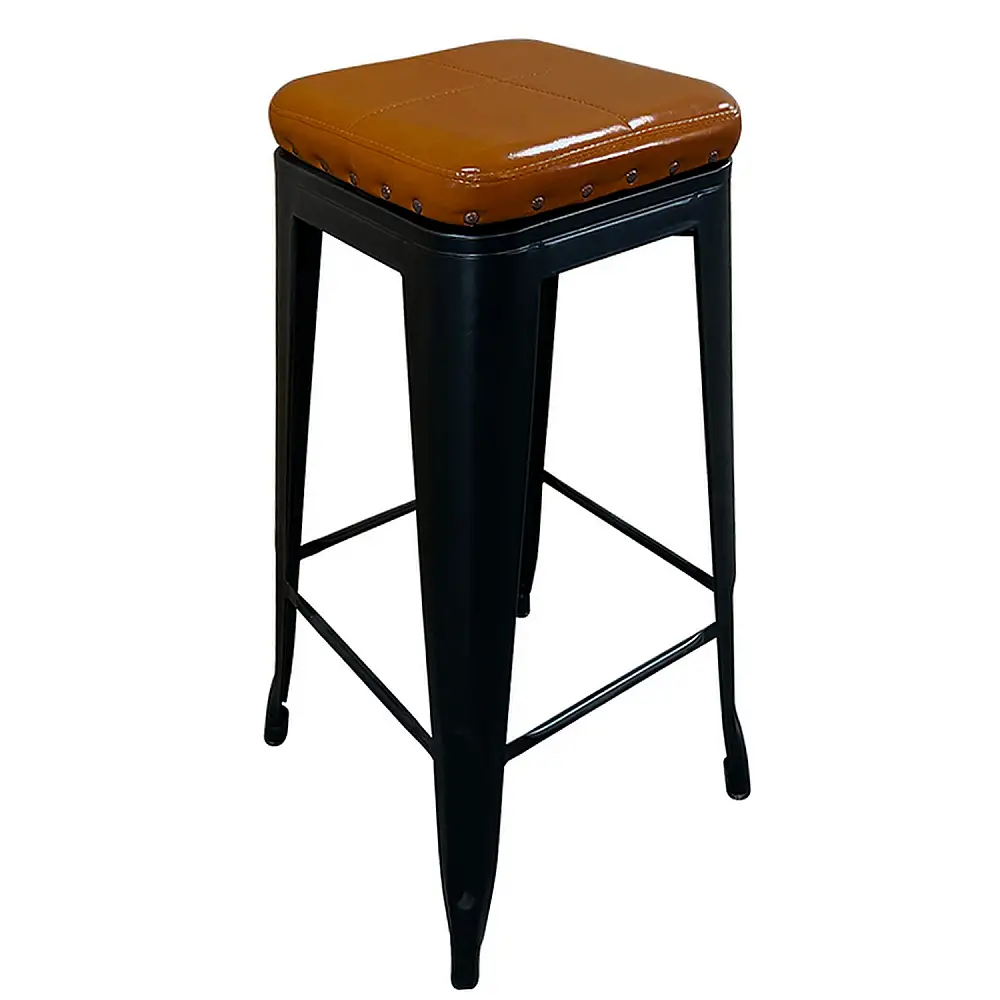 ArteLibre Σκαμπό Bar ArteLibre Βιομηχανικού Τύπου Vintage SILANO III Μαύρο Ματ/Καφέ Μέταλλο/PU 43x43x78cm - 14600142 - inde.gr