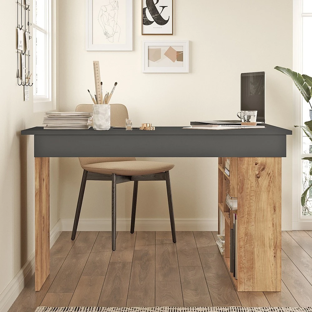 ArteLibre Γραφείο ArteLibre CANN Πεύκο/Ανθρακί Μοριοσανίδα 115x120x72cm - 15350090 - inde.gr ArteLibre Γραφείο ArteLibre CANN Πεύκο/Ανθρακί Μοριοσανίδα 115x120x72cm - 15350090 - inde.gr